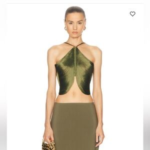 Cult Gaia Quella top Elegant Olive Green Halter Top